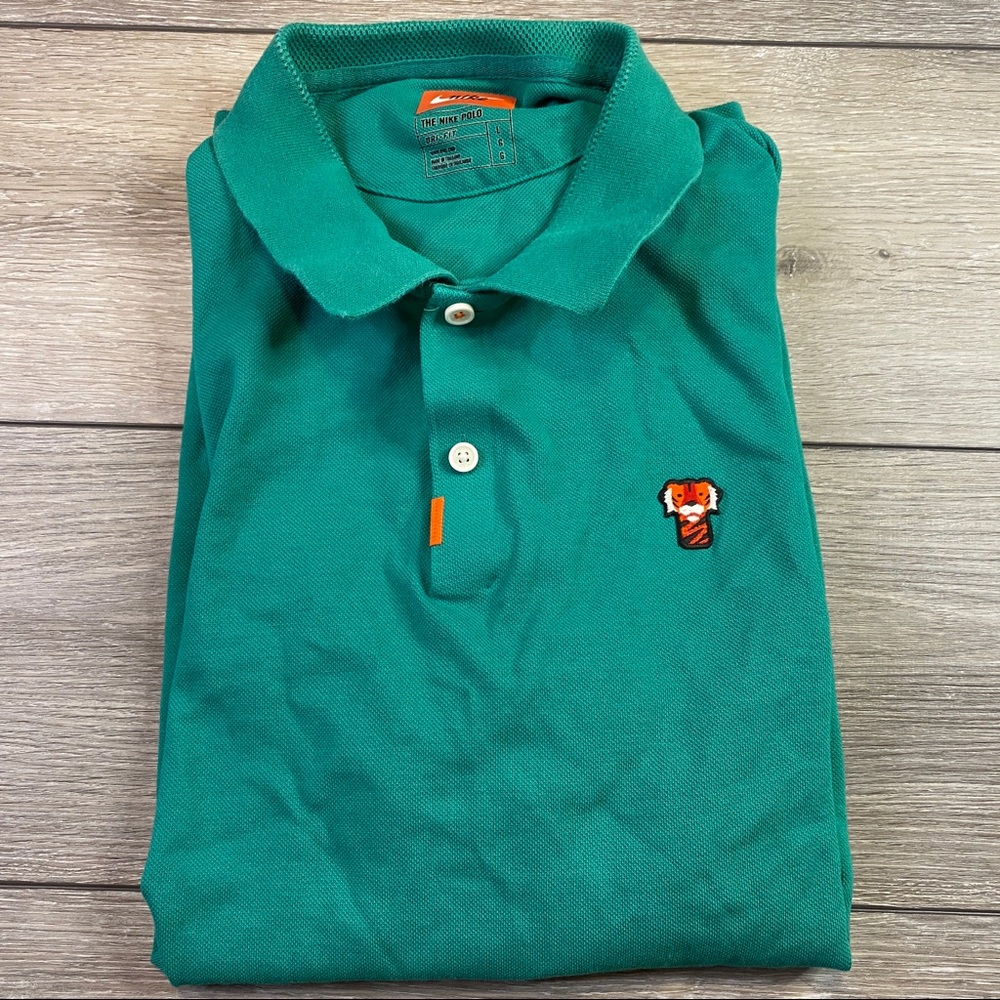 Nike Golf Polo Tiger Woods Green Frank Dri-Fit Large L